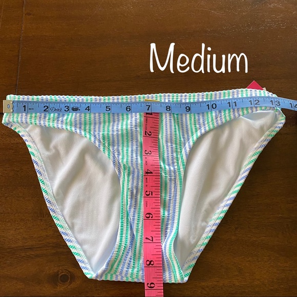Junior’s Bottom Swimsuit Blue Green Striped - Picture 6 of 7